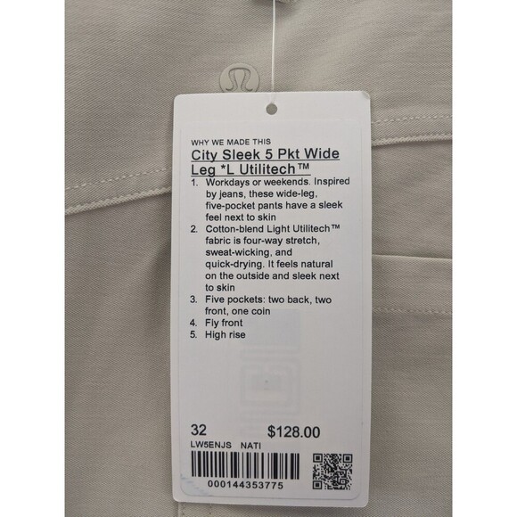 NWT Lululemon City Sleek 5 Pkt Wide Leg * L Utilitech Pant Sz 32 - Picture 9 of 9